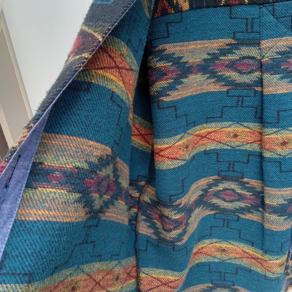 Rock & Roll Denim Colorful Aztec Patterned Button-Up Shirt Thick Cotton Large - Picture 7 of 9